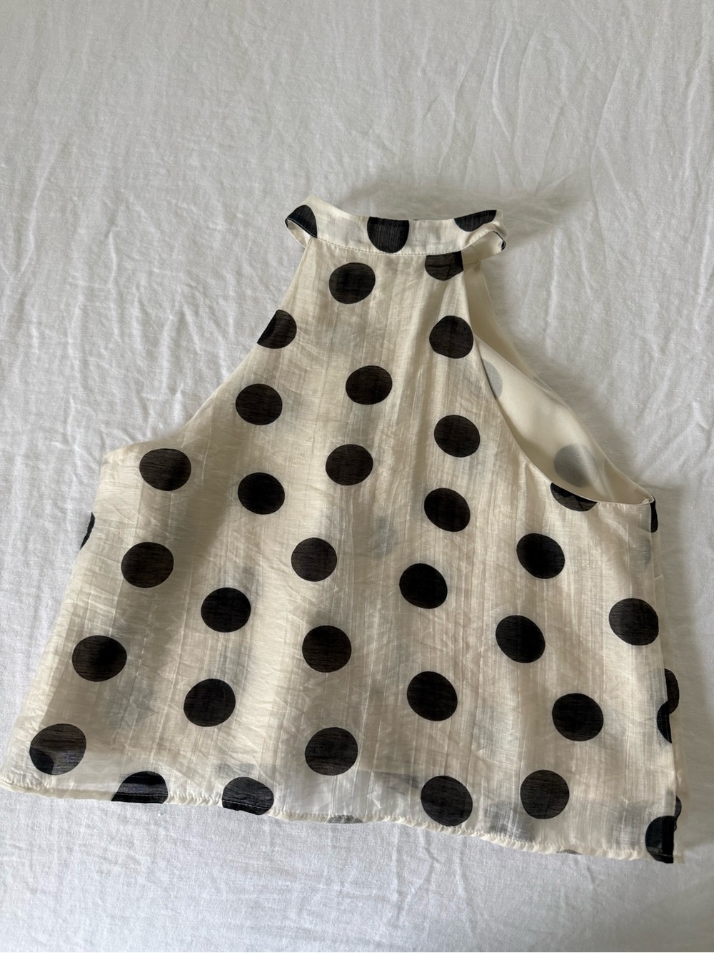 Zara Sleeveless Polka Dot Halter Top - Black/White